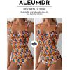 imageAleumdr Womens One Piece Swimsuits Tummy Control Bathing Suits V Neck Boho Tie Shoulder Ruched Full Coverage SwimwearYellow
