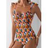 imageAleumdr Womens One Piece Swimsuits Tummy Control Bathing Suits V Neck Boho Tie Shoulder Ruched Full Coverage SwimwearYellow