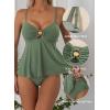imageAleumdr Womens Tankini Bathing Suits Bandeau 2 Piece Swimsuits Shell Swim Tank Top with High Waisted BottomJungle Green
