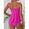 imageAleumdr Womens Tankini Bathing Suits Bandeau 2 Piece Swimsuits Shell Swim Tank Top with High Waisted BottomRose Red