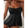 imageAleumdr Womens Tankini Swimsuit Flower Flyaway Two Piece Bathing Suit Bandeau Swim Top with High Waisted BottomBlack