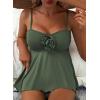 imageAleumdr Womens Tankini Swimsuit Flower Flyaway Two Piece Bathing Suit Bandeau Swim Top with High Waisted BottomMist Green