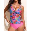 imageAleumdr Womens Tankini Swimsuits Tummy Control Two Piece Bathing Suit Tie Knot V Neck Swim Top with BottomHot Pink