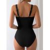 imageAleumdr Womens Textured One Piece Swimsuit Tummy Control Bathing Suit with Bow Tie Knot Cutout Ruching SwimwearBlack