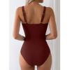 imageAleumdr Womens Textured One Piece Swimsuit Tummy Control Bathing Suit with Bow Tie Knot Cutout Ruching SwimwearBurgundy Red
