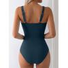 imageAleumdr Womens Textured One Piece Swimsuit Tummy Control Bathing Suit with Bow Tie Knot Cutout Ruching SwimwearSail Blue