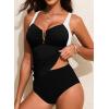 imageAleumdr Womens VWire Tankini Sets Ruched Two Piece Swimsuit Bathing Suit Color Block Swim Tops with BottomsBlack