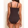 imageAleumdr Womens VWire Tankini Sets Ruched Two Piece Swimsuit Bathing Suit Color Block Swim Tops with BottomsBrown