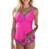 imageAleumdr Tankini Swimsuits for Women 2 Piece Tummy Control Bathing Suit V Neck Tankini Top with High Waisted BottomRose Red