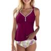 imageAleumdr Tankini Swimsuits for Women 2 Piece Tummy Control Bathing Suit V Neck Tankini Top with High Waisted BottomViolet