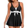 imageAleumdr Women Printed Two Piece Tankini Swimsuits Tummy Control Swim Dress High Waisted Boyshort with PocketsBlack