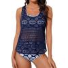 imageAleumdr Womens Athletic 3 Piece Tankini Swimsuit with Shorts Tank Tops Bathing Suit with Bra Open Back Athletic SwimwearDirty Blue