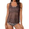 imageAleumdr Womens Athletic 3 Piece Tankini Swimsuit with Shorts Tank Tops Bathing Suit with Bra Open Back Athletic SwimwearLeopard