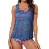 imageAleumdr Womens Athletic 3 Piece Tankini Swimsuit with Shorts Tank Tops Bathing Suit with Bra Open Back Athletic SwimwearPrussian Blue
