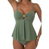 imageAleumdr Womens Tankini Bathing Suits Bandeau 2 Piece Swimsuits Shell Swim Tank Top with High Waisted BottomJungle Green