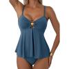 imageAleumdr Womens Tankini Bathing Suits Bandeau 2 Piece Swimsuits Shell Swim Tank Top with High Waisted BottomPeacock Blue
