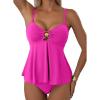 imageAleumdr Womens Tankini Bathing Suits Bandeau 2 Piece Swimsuits Shell Swim Tank Top with High Waisted BottomRose Red