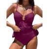 imageAleumdr Womens Tankini Bathing Suits Bandeau 2 Piece Swimsuits Shell Swim Tank Top with High Waisted BottomViolet