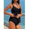 imageAleumdr Womens Tankini Swimsuits Tummy Control Two Piece Bathing Suit V Neck Tie Front Flowy Swim Top with BottomBlack