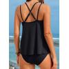 imageAleumdr Womens Tankini Swimsuits Tummy Control Two Piece Bathing Suit V Neck Tie Front Flowy Swim Top with BottomBlack