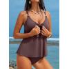 imageAleumdr Womens Tankini Swimsuits Tummy Control Two Piece Bathing Suit V Neck Tie Front Flowy Swim Top with BottomCoffee