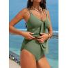 imageAleumdr Womens Tankini Swimsuits Tummy Control Two Piece Bathing Suit V Neck Tie Front Flowy Swim Top with BottomGreen