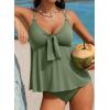 imageAleumdr Womens Tankini Swimsuits Tummy Control Two Piece Bathing Suit V Neck Tie Front Flowy Swim Top with BottomGreen