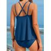 imageAleumdr Womens Tankini Swimsuits Tummy Control Two Piece Bathing Suit V Neck Tie Front Flowy Swim Top with BottomSail Blue