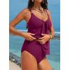imageAleumdr Womens Tankini Swimsuits Tummy Control Two Piece Bathing Suit V Neck Tie Front Flowy Swim Top with BottomViolet