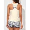 imageAleumdr Womens Athletic 3 Piece Tankini Swimsuits with Shorts Swim Tank Tops with Sports Bra and Boyshorts Bathing SuitsBeige Printed