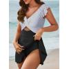 imageAleumdr Womens One Piece Swimsuit Ruffle Cutout Swimdress Tummy Control V Neck Wrap SwimwearBlack Striped