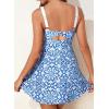imageAleumdr Womens One Piece Swimsuit Tummy Control Swim Dress Modest Full Coverage Skirt Bathing Suit with PocketsSky Blue Flower