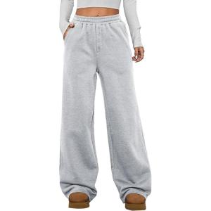 imageAleumdr Womens Wide Legs Sweatpants Fleece Lined High Waisted Baggy Pants 2025 Trendy Casual Athletic Joggers with PocketsGray