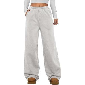 imageAleumdr Womens Wide Legs Sweatpants Fleece Lined High Waisted Baggy Pants 2025 Trendy Casual Athletic Joggers with PocketsLight Grey