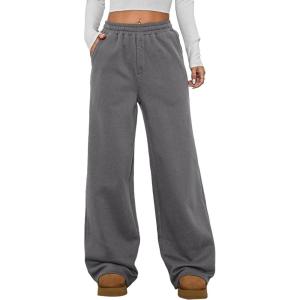 imageAleumdr Womens Wide Legs Sweatpants Fleece Lined High Waisted Baggy Pants 2025 Trendy Casual Athletic Joggers with PocketsMedium Grey