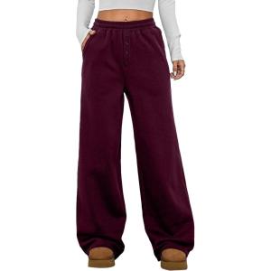 imageAleumdr Womens Wide Legs Sweatpants Fleece Lined High Waisted Baggy Pants 2025 Trendy Casual Athletic Joggers with PocketsPurple