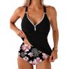 imageAleumdr Tankini Swimsuits for Women 2 Piece Tummy Control Bathing Suit V Neck Tankini Top with High Waisted BottomBlack