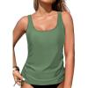 imageAleumdr Womens Tankini Top Only Ruched Tummy Control Bathing Suit Top Modest Swim Tank Top No BottomMist Green