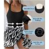 imageAleumdr One Piece Swimdress Swimsuit for Women Tummy Control Bathing Suits with Mesh Skirt Print Padded Push Swim Dress Tie Knot Slimming Swimwear Black White Large