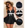 imageAleumdr Women Printed Two Piece Tankini Swimsuits Tummy Control Swim Dress High Waisted Boyshort with PocketsBlack