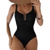 imageAleumdr Womens One Piece Swimsuits Tummy Control Bathing Suit UWire Cutout Ruched Slimming SwimwearBlack