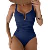 imageAleumdr Womens One Piece Swimsuits Tummy Control Bathing Suit UWire Cutout Ruched Slimming SwimwearNavy Blue