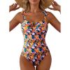 imageAleumdr Womens One Piece Swimsuits Tummy Control Bathing Suits V Neck Boho Tie Shoulder Ruched Full Coverage SwimwearYellow