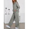image:imageAleumdr Women 2 Piece Sweatsuit Casual Long Sleeve Half Zip Tracksuits Hoodies and Wide Legs Sweatpangts with Pockets