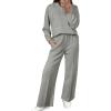 image:imageAleumdr Women 2 Piece Sweatsuit Casual Long Sleeve Half Zip Tracksuits Hoodies and Wide Legs Sweatpangts with Pockets
