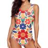 image:imageAleumdr Womens Color Block Print One Piece Swimsuits Athletic Training Swimwear Bathing SuitsOrange Printed