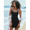 image:imageAleumdr One Piece Swimdress Swimsuit for Women Tummy Control Split Swim Dress Skirt Bathing Suit with PocketsBlack White