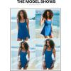 image:imageAleumdr One Piece Swimdress Swimsuit for Women Tummy Control Split Swim Dress Skirt Bathing Suit with PocketsBlue Floral