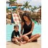image:imageAleumdr Womens Blouson Tankini Swimsuits Cutout Textured Two Piece Swimsuit with High Waisted Short Modest Bathing SuitsBlack