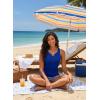image:imageAleumdr Womens Blouson Tankini Swimsuits Cutout Textured Two Piece Swimsuit with High Waisted Short Modest Bathing SuitsDark Blue